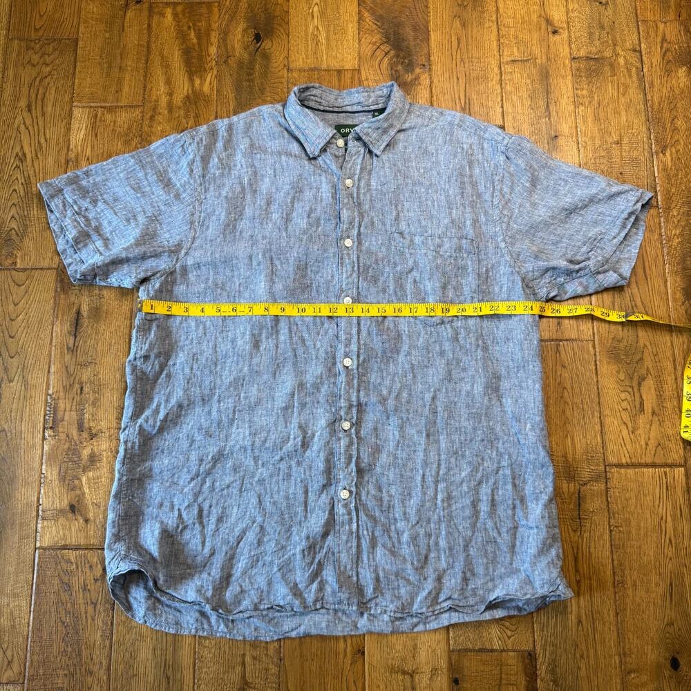 Orvis 100% Linen Classic Fit Short Sleeve Button-Down Shirt Men’s XL Blue - Picture 4 of 6